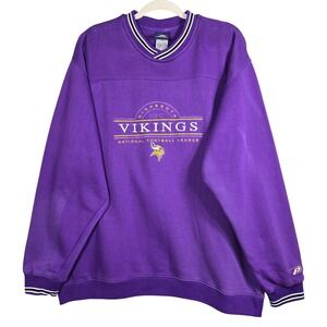 Vintage 90s Minnesota Vikings Sweatshirt Mens XL Pro Player Purple V-Neck NFL